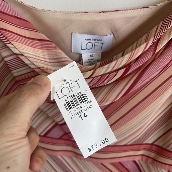 Vintage NWT Ann Taylor Loft Cowl Neck Spaghetti Strap Midi Y2K Dress Striped 14 - Picture 4 of 14